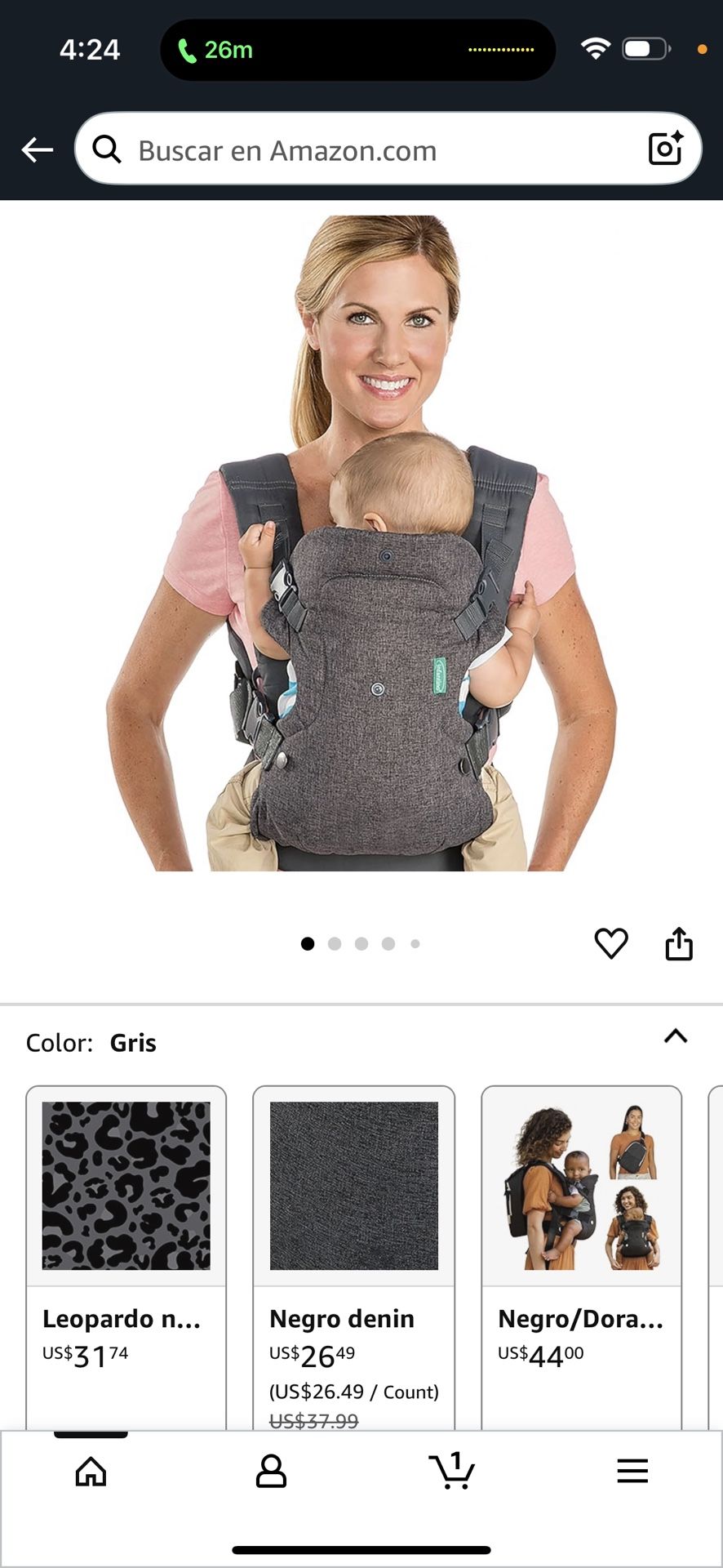 Infantino Flip Advanced 4-in-1 Convertible Carrier, Light Grey