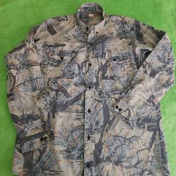 Everywear West Vintage camouflage button up shirt Made in USA, Size XL TALL