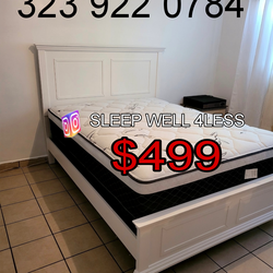 NEW QUEEN BED FRAME AND MATTRESS SET