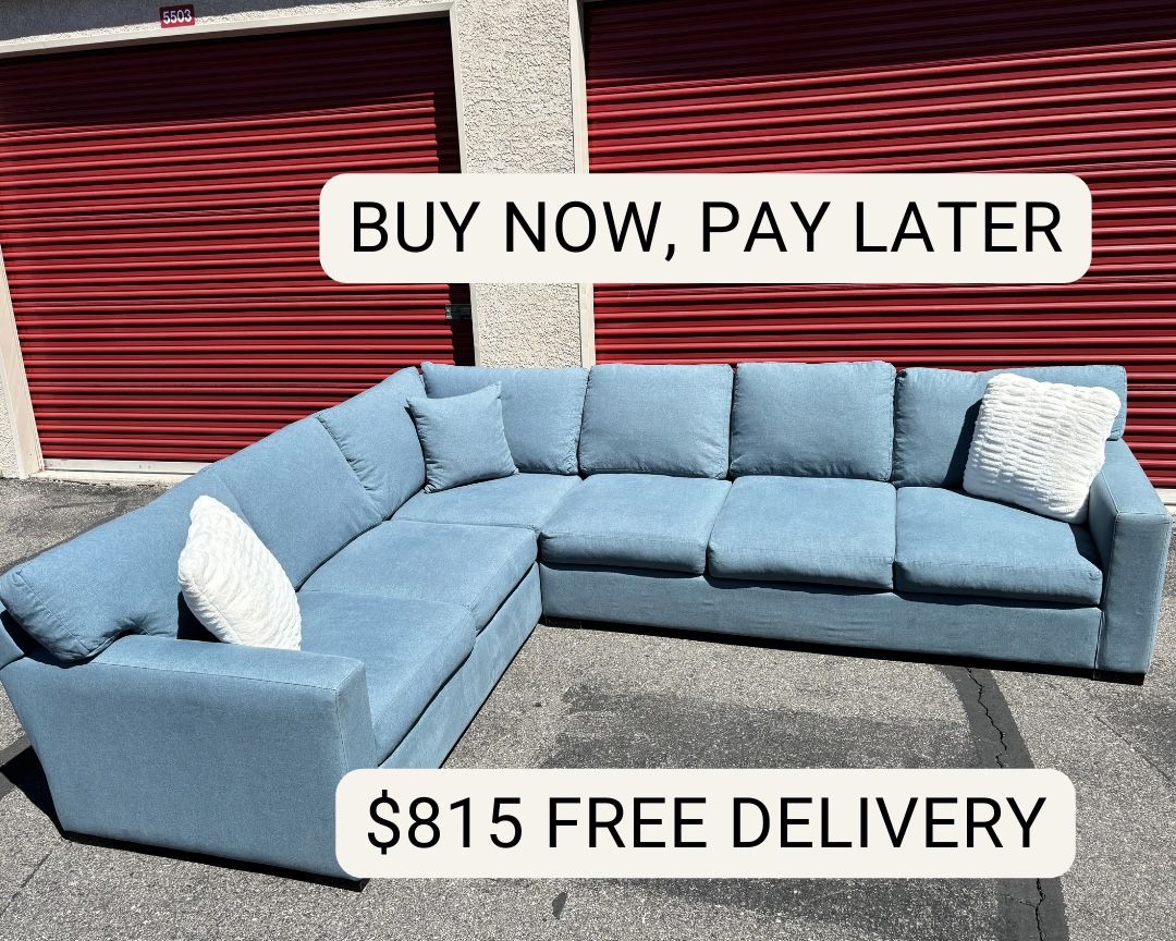 Buy Now, Pay Later! Stunning Teal Blue Sectional - Free Delivery 