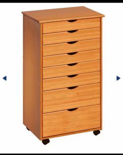 New Retail $199.99) Jela-Usa Pine 6 Plus 2 Drawer Wide Roll Cart