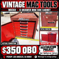 Vintage Mac Tools MB302 6-Drawer Mini Side Cabinet – $350 OBO