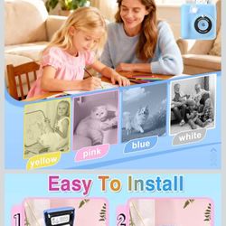 Kids Camera Instant Print, Toddler Toys Christmas Birthday Gifts for Girls Boys, Portable Digital Camera 64GB SD Card, Kid Toy for Ages 3-12 Girl Xmas