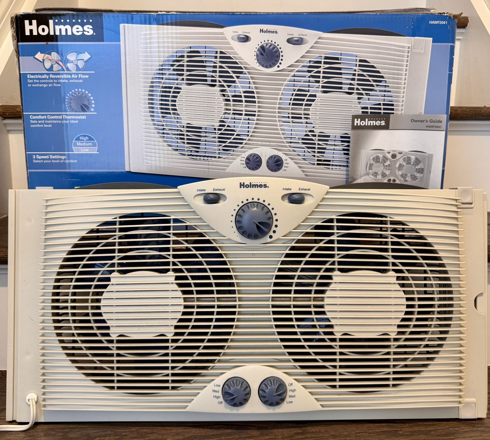 Holmes Twin Window Fan - Off White/Gray - Like New