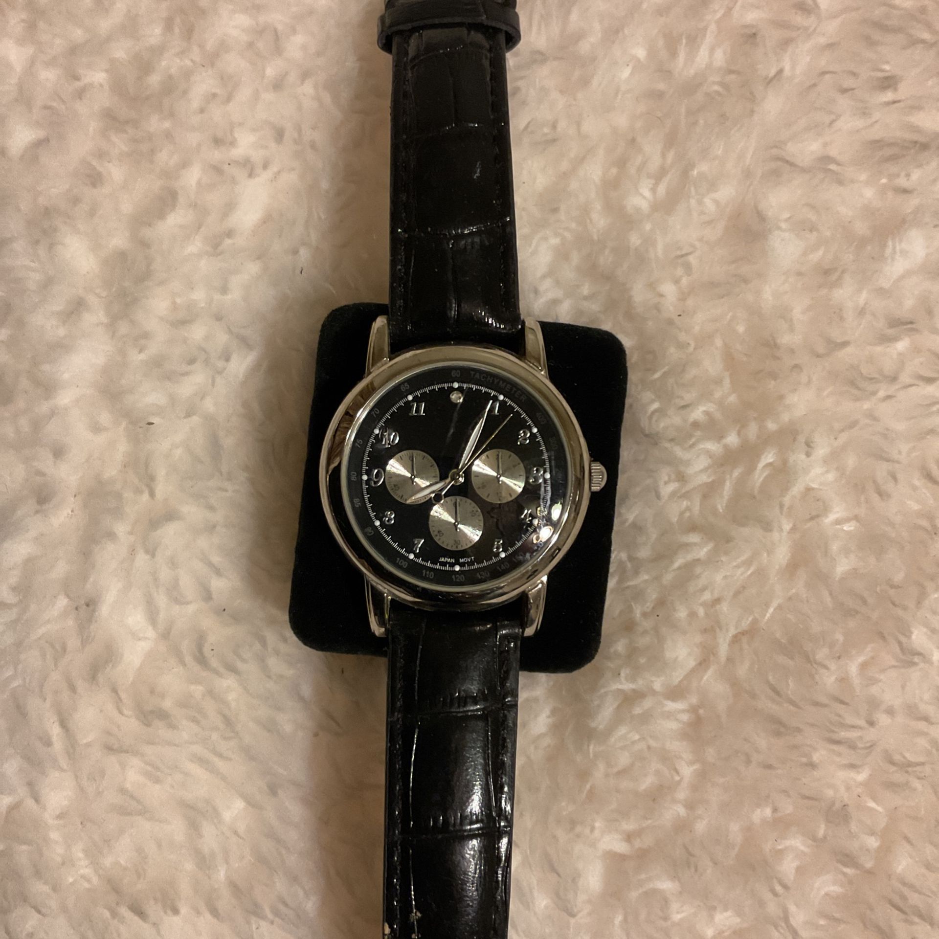 Watch With Leather Band And Crystal Stone(Avon )