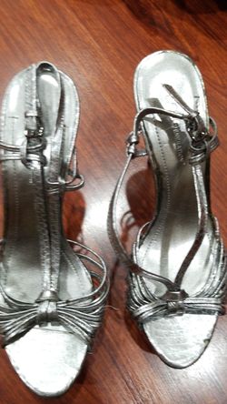 BCBG silver heels