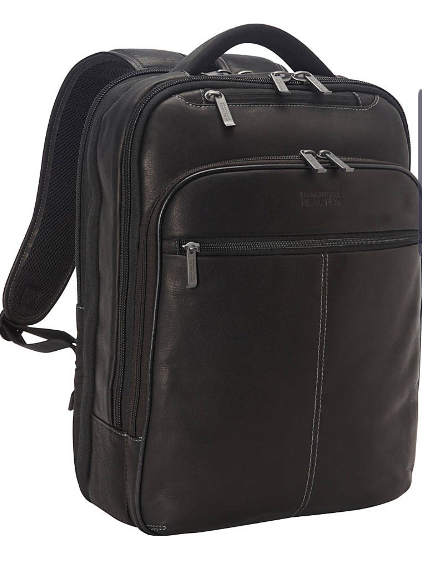 Kenneth Cole Back Stage Access Colombian Leather Laptop Backpack - Black