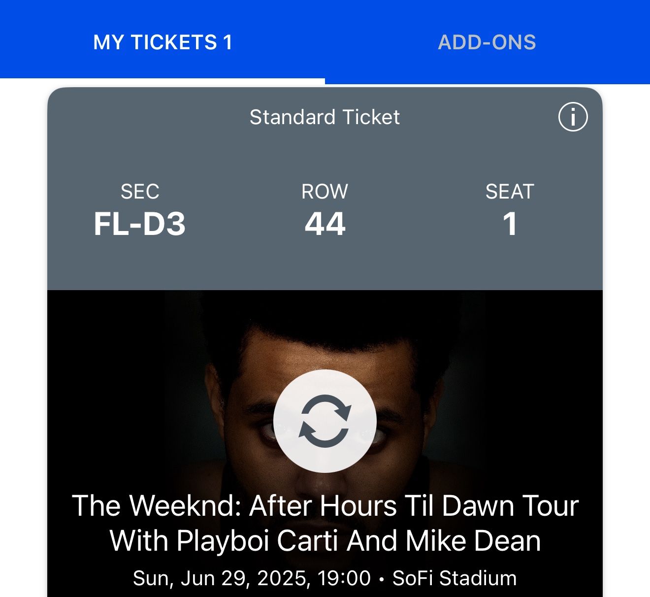 The Weekend Concert tickey June 29th