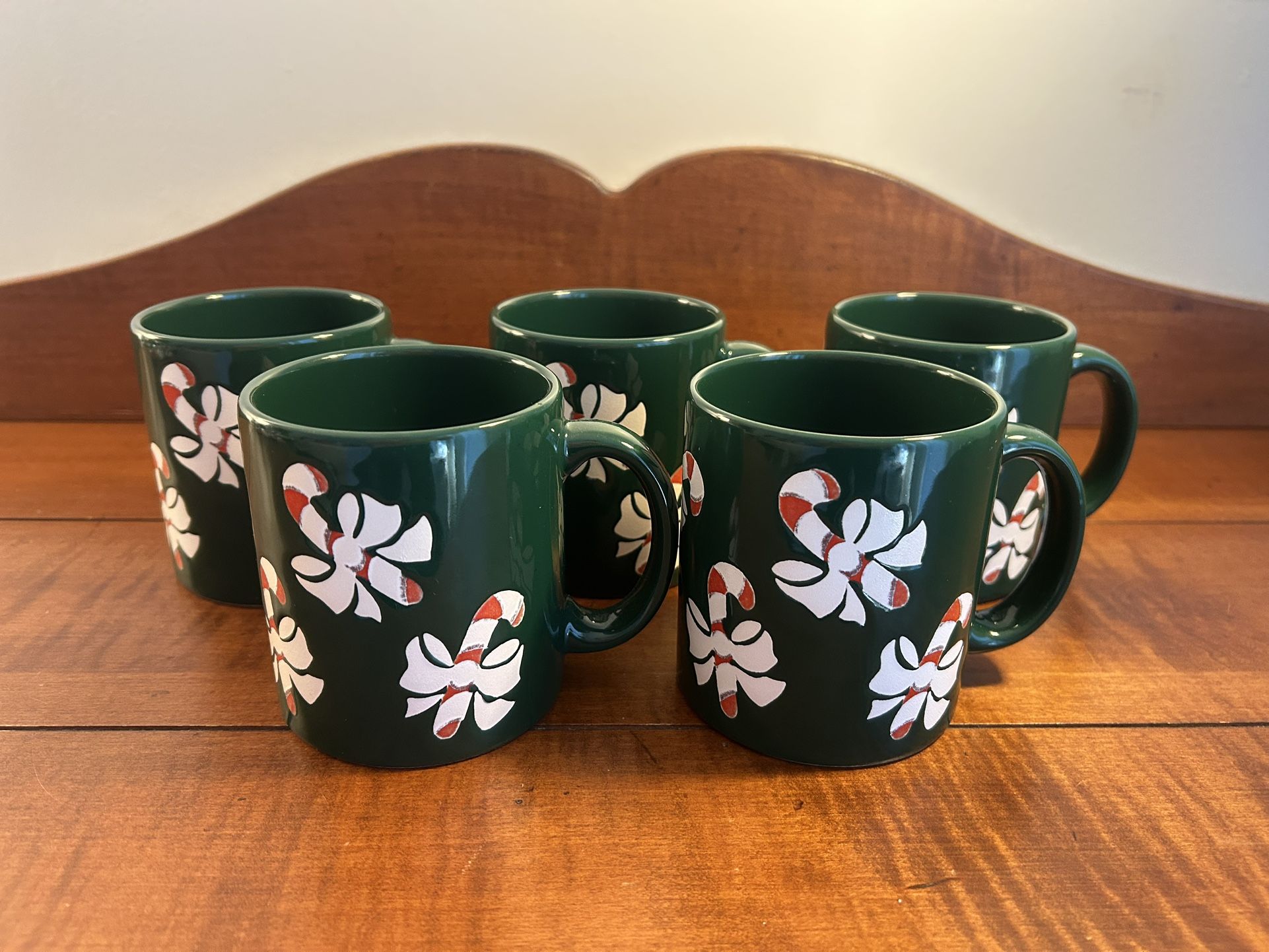 Set of 5 Vintage Waechtersbach Candy Cane Mugs 3.25” diameter 3.75” tall