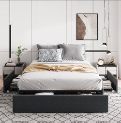 Platform Bed Frame with Storage Drawers