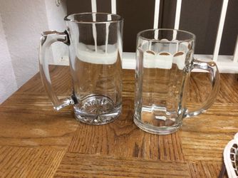 2 Big Glass Cups, one of them made in Germany both for $15