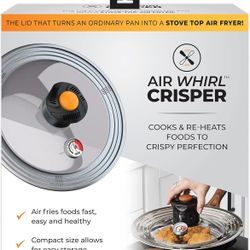 Allstar Kitchen Air Whirl Crisper Air Fryer Lid for Pots & Pans- Fits 10 to 12 Inch Pots and Pans, Works on Stovetop- Includes Air Whirl Lid & Expanda