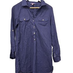 Vintage Lily Pulitzer Popover Tunic Shirt Dress 100% Cotton Size Small Blue