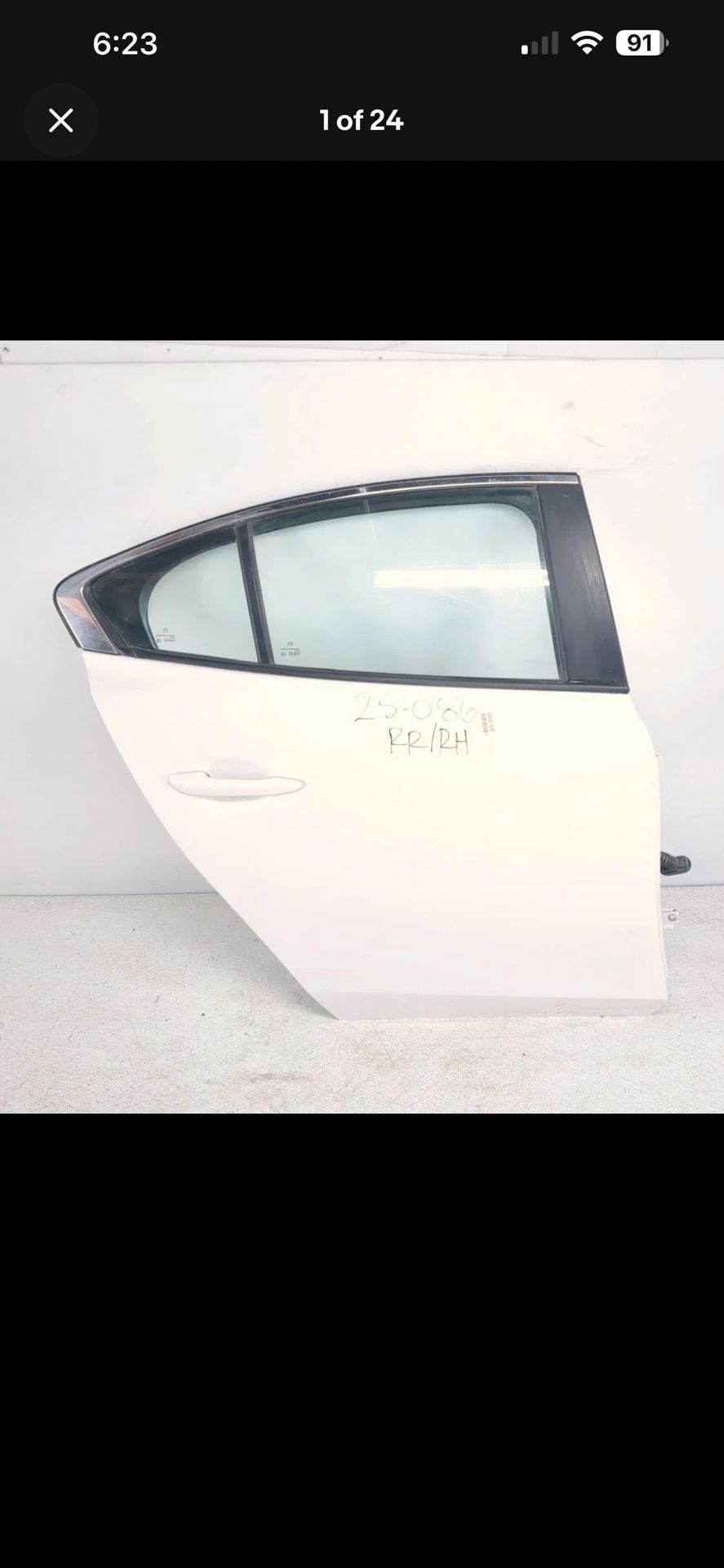 2019-2025 Mazda 3 Rear Passenger Side Door White 25D