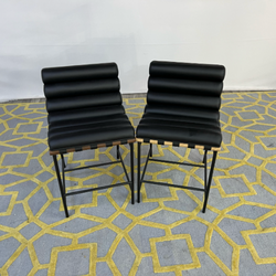 ( Delivery Available ) Denver Modern Vail Black Leather Counter Stools