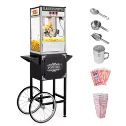 ROVSUN 10 oz Kettle 800W 120V Popcorn Machine Cart Black