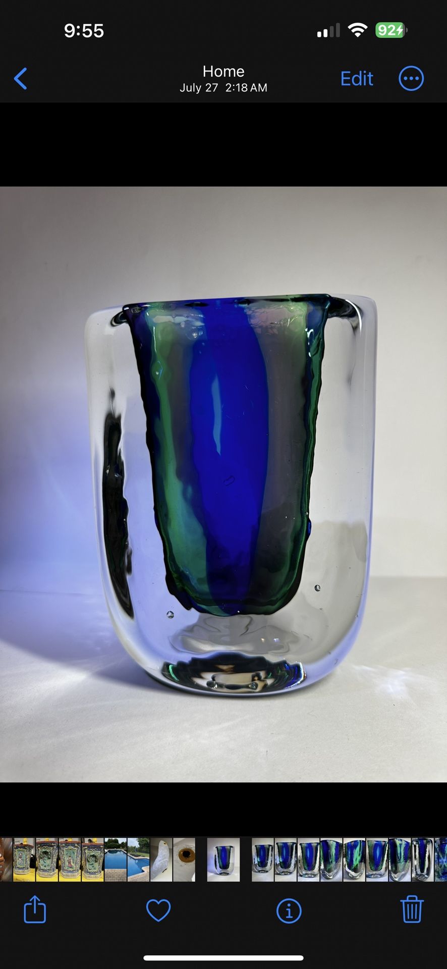 Antique Vintage Glass. Signed