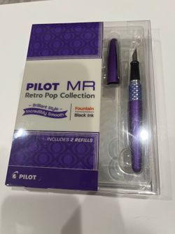 Pilot® Metropolitan Retro Pop Fountain Pen, Fine Point, Purple Ellipse Barrel, Black Ink
