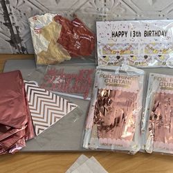 Birthday 13. Party Supplies fabulous Topper Rose Gold Banner Rose Gold Confetti Balloons for her crown Twenty Fifth Bday Curtain Photo Booth Backd
