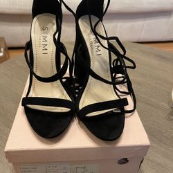 Black Strap Laced Up Heels