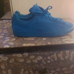 Puma Suede Mid ME Iced Mens Blue Suede Low Top Lace Up Sneakers