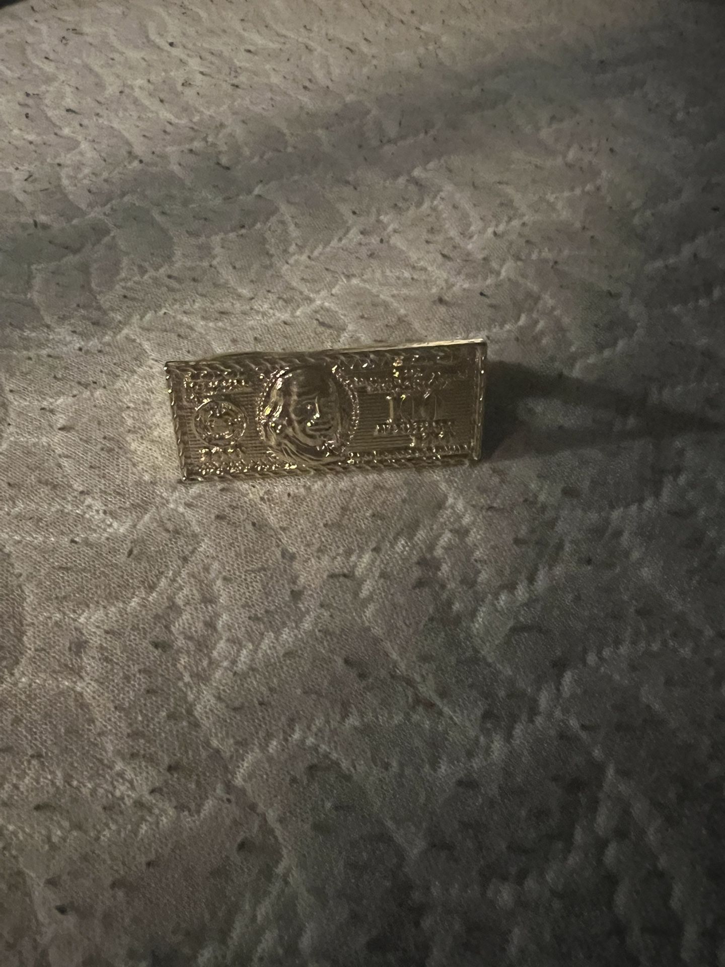 Gold $100 Bill Double Ring Size 10