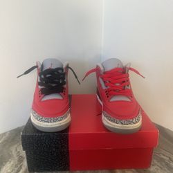 Nike Air Jordan 3 Retro SE Unite Red Cement (CHI Exclusive) Sz4.5 White Black