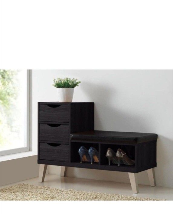 Baxton Studio, Entrance Bench With Drawers And Shoe Storage