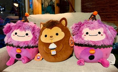 Halloween Squishmallows - 12” Wade the Werewolf sipping Pumpkin Drink or 12” “Woxie The Clown” Big Foot Plush. So Super-Soft  NEW with tags