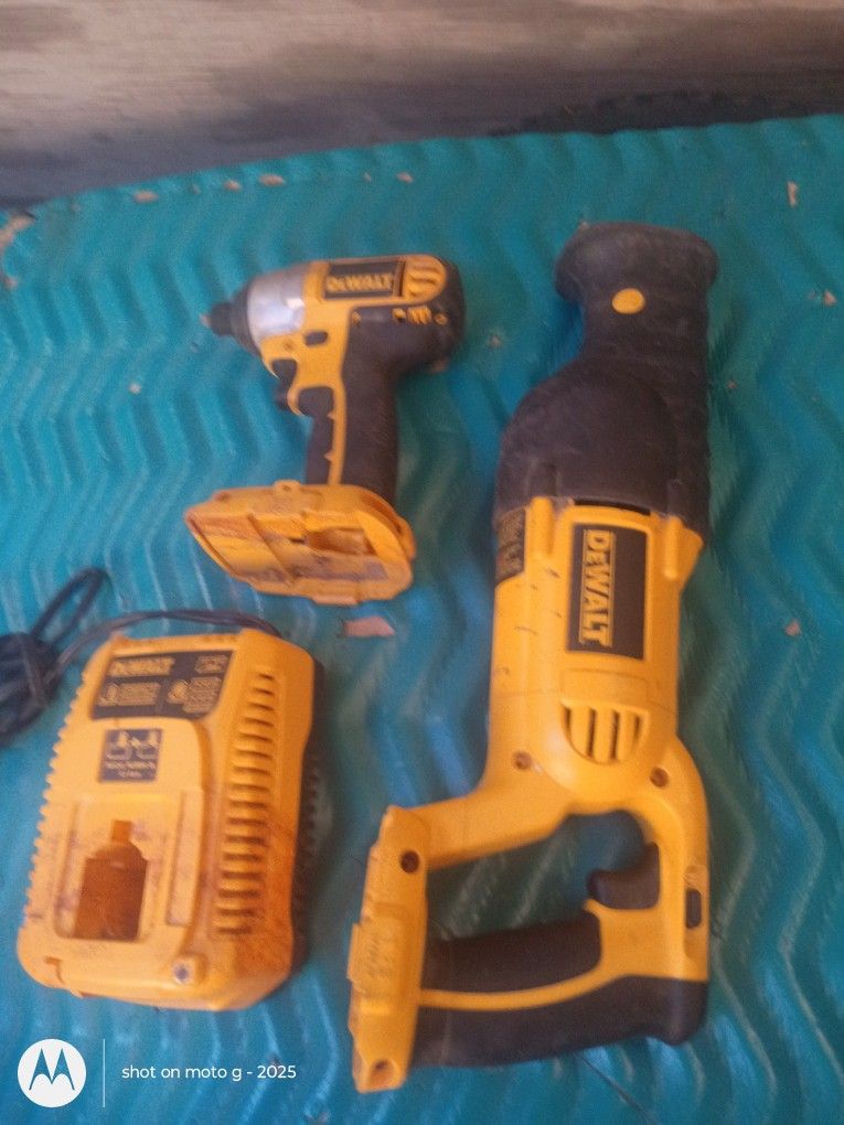 DeWalt 18 V Reciprocating Saw, DeWalt 18V Impact and Charger.