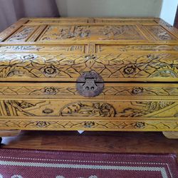 Real Wood Hand Carved Square Chest…coffee Table Size