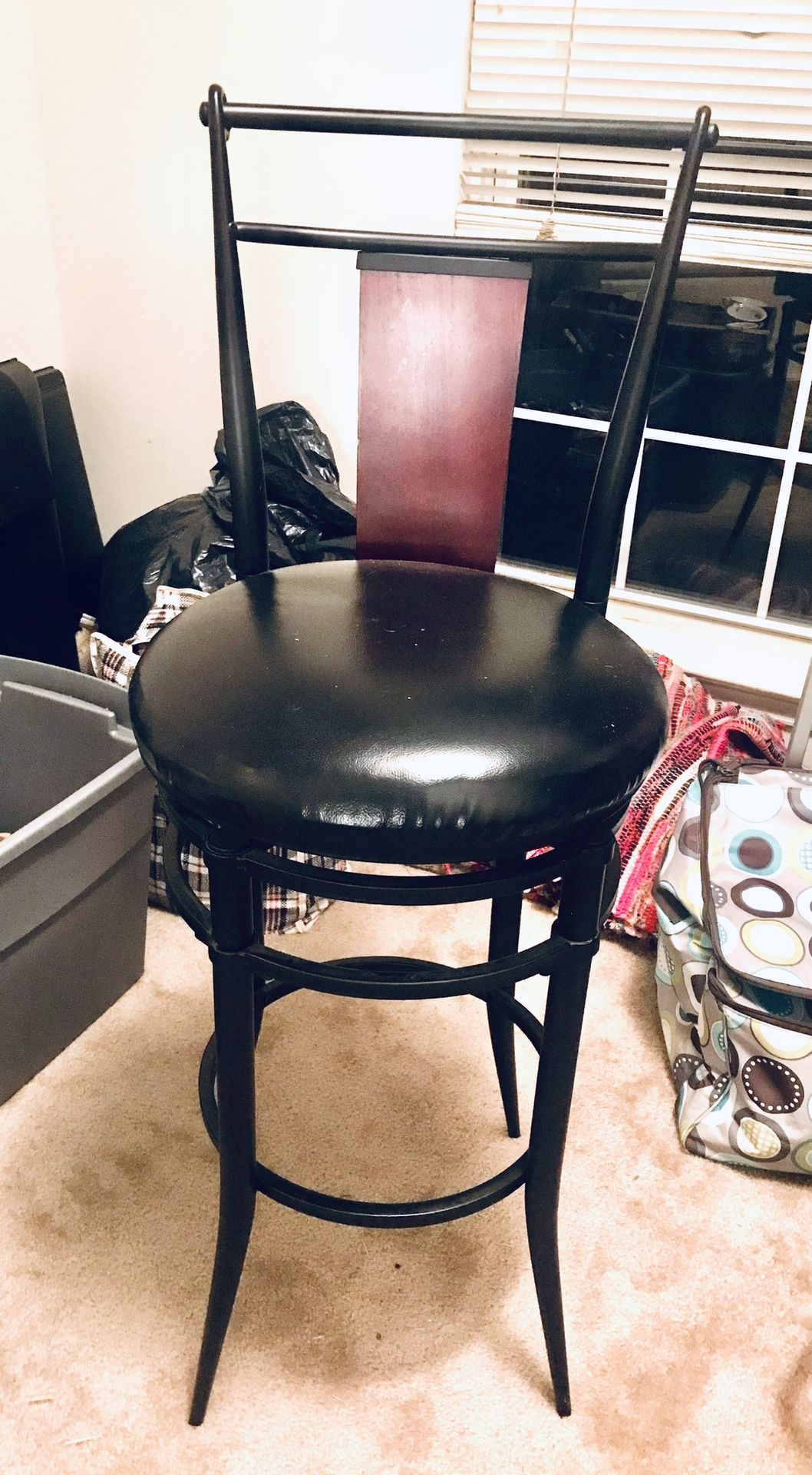$8 - 1 Black Leather Swivel Bar Stool 