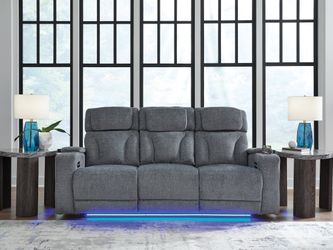 Forest Lake Steel Performance Fabric Dual Power Reclining Sofa