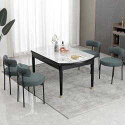 Dining Chair Set of 4, Boucle Dining Chair. Green