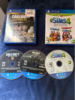 PS4 game DSc call of duty black ops 4 and ww2 and sims 4