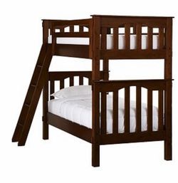 Dark Brown Wood Twin Bunk Bed