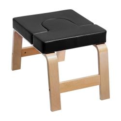  754#Yoga Headstand Bench, 300 lbs Capacity Yoga Inversion Chair for Family Gym, Headstand Trainer with Wood Frame & PU Pad, Stand Yoga Stool for Stre