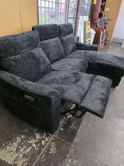 Black Fabric RHF Storage Chaise sectional