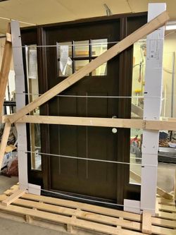 Dark Brown Exterior Entry Door with Glass