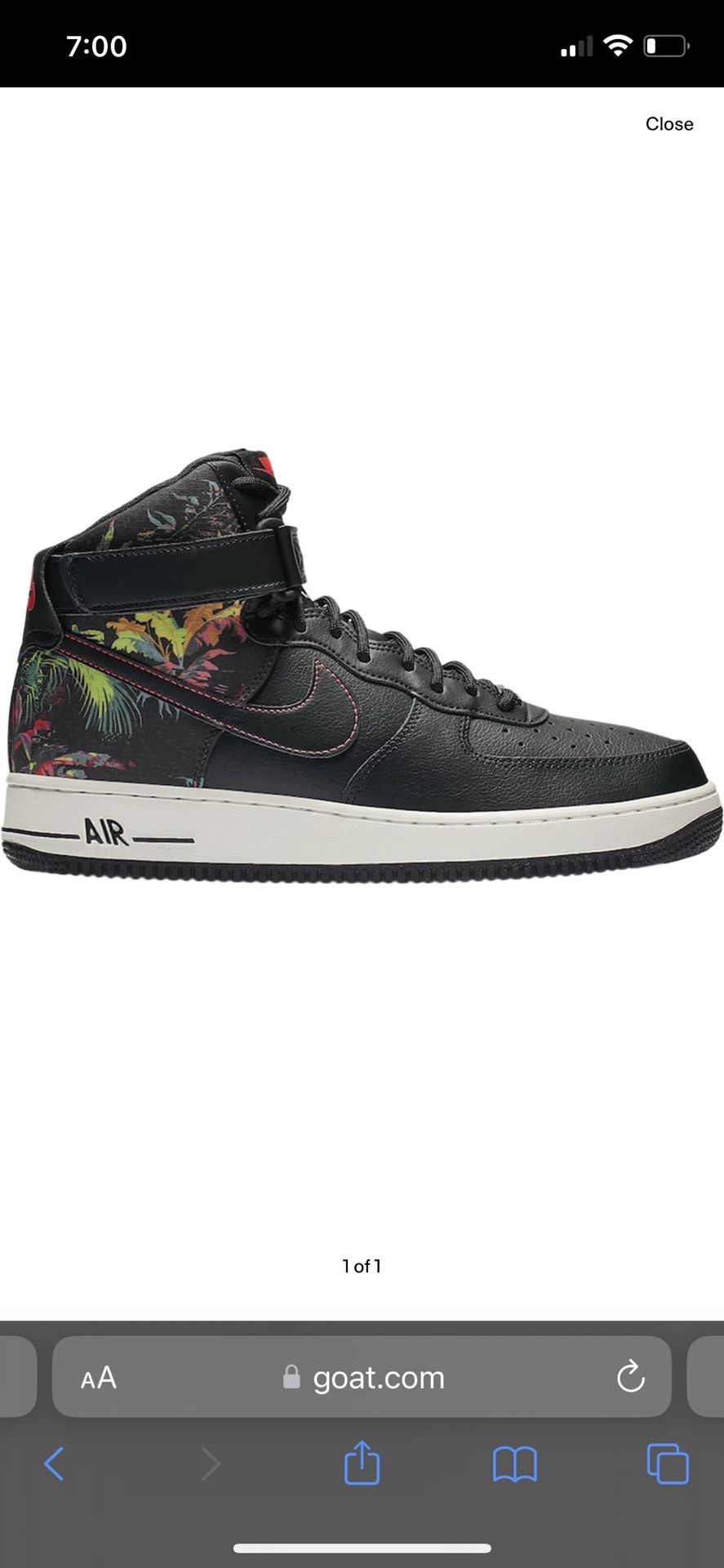 Nike Air Force '07 High 'Black Floral' Size