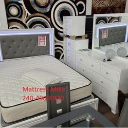 New Stock Special B4310 Lyssa White Queen Size 5pc Complete Bedroom Set 