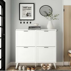 White Large Shoe Cabinet