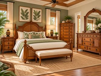 Tommya Bahama Style Bedroom Set - Bed, Dresser, Chest, and Nightstands ( deliver available)