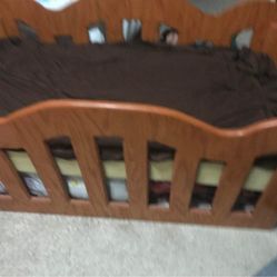 Wood Baby Crib And Swing 2 Pieces