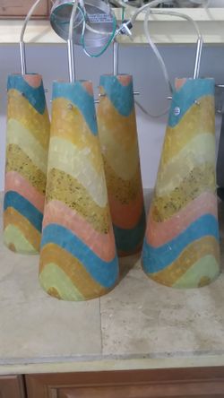 4 Italian Oggetti Pendant lights Handcrafted 14" tall