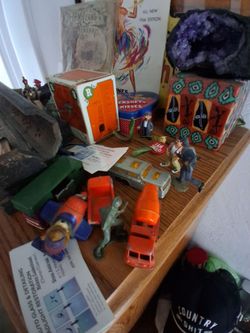 Vintage Toy Lot with Die-Cast Trucks and Figures
