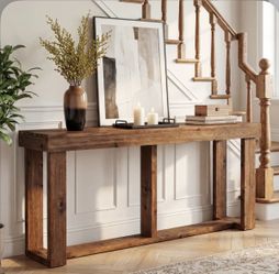 63" Solid Wood Console Table, Farmhouse Sofa Entryway Table for Living Room