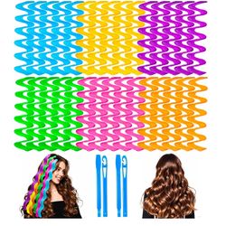 30 Pcs Heatless Hair Curlers Wave Curls Styling Kit with 2 Pcs Styling Hooks, No Heat Hair Curlers Heatless Wave Curlers for Women Girls Long Medium S