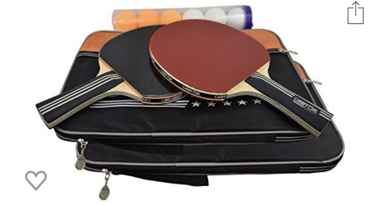GearTOP 6 Star Table Tennis Racket Set, Professional Ping Pong Paddle Bundle
