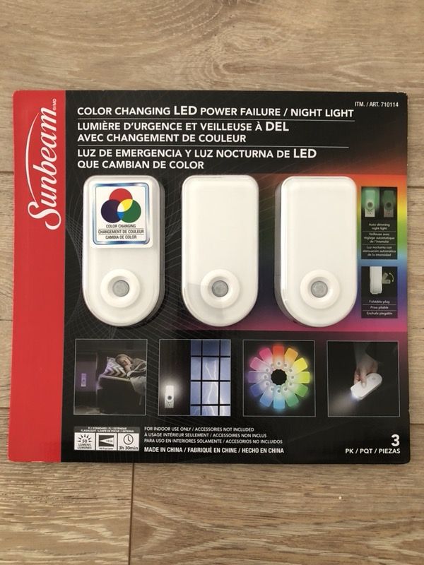 Sunbeam color changing led power failure/night light